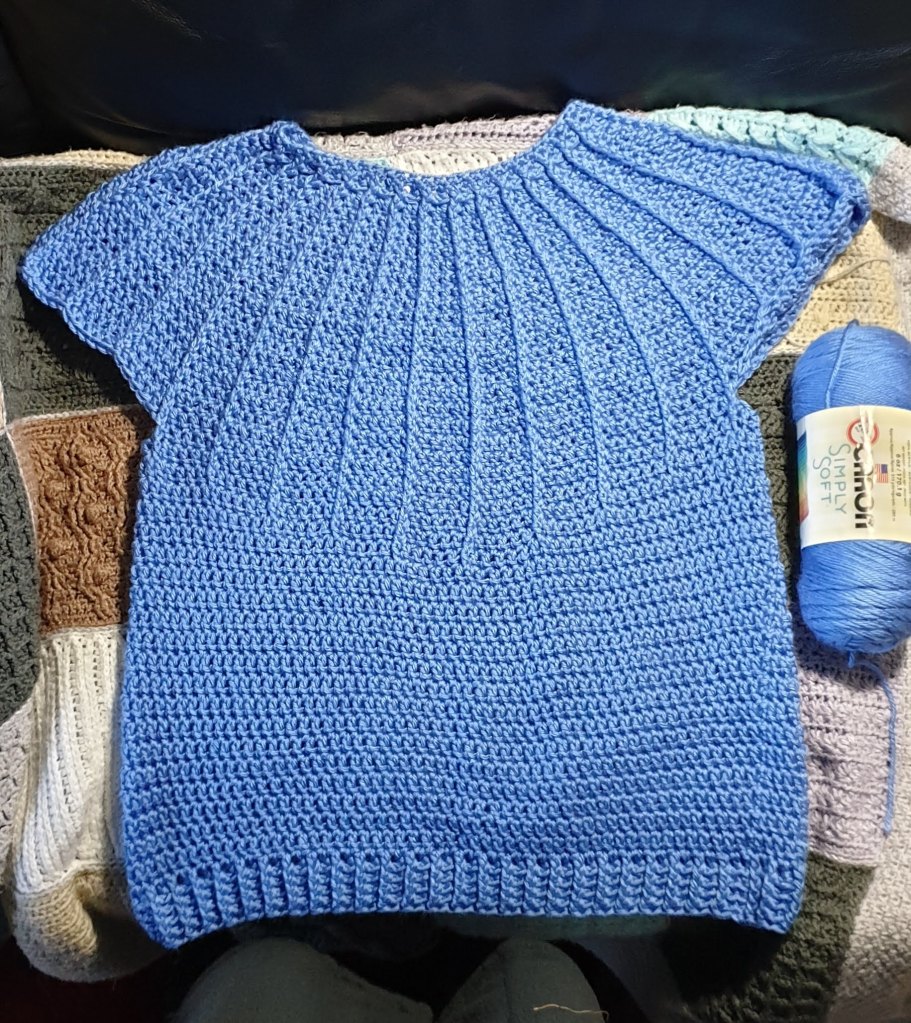 Part finished Luna Sweater and the yarn used