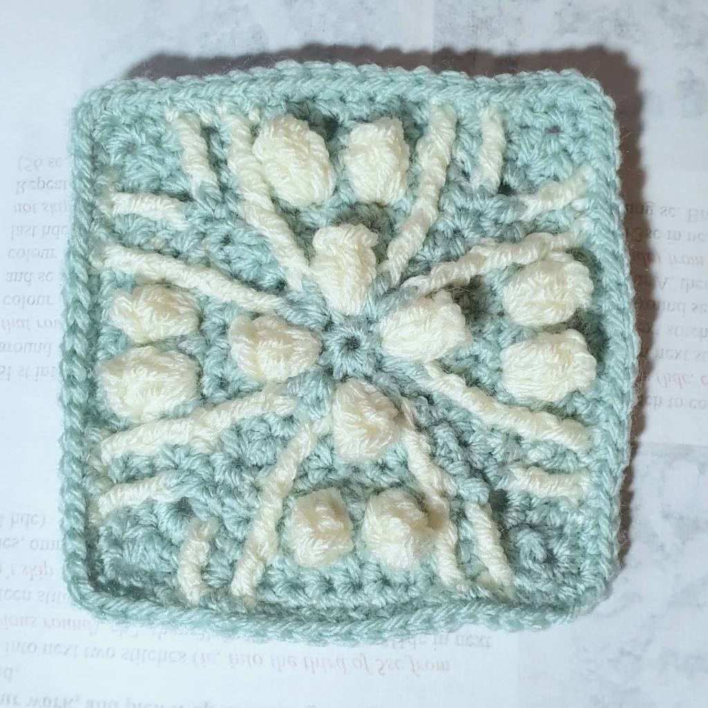 Close up of the first square of the Kaleidoscope Blanket CAL